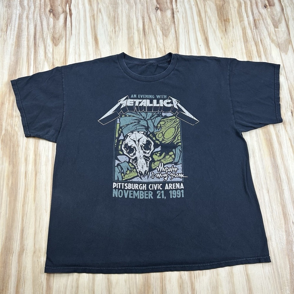 Metallica Pittsburgh Civic Arena 1991 Tour Double Sided Mens XL T Shirt